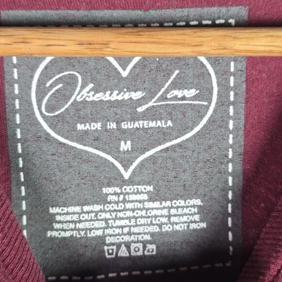 Obsessive Love Boho Graphic T-Shirt Maroon Sunset Moonlight Butterflies Festival - Picture 3 of 8